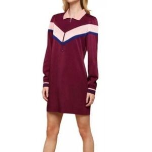 NWT New Juicy Couture burgundy dusty pink color block satin track dress sz S